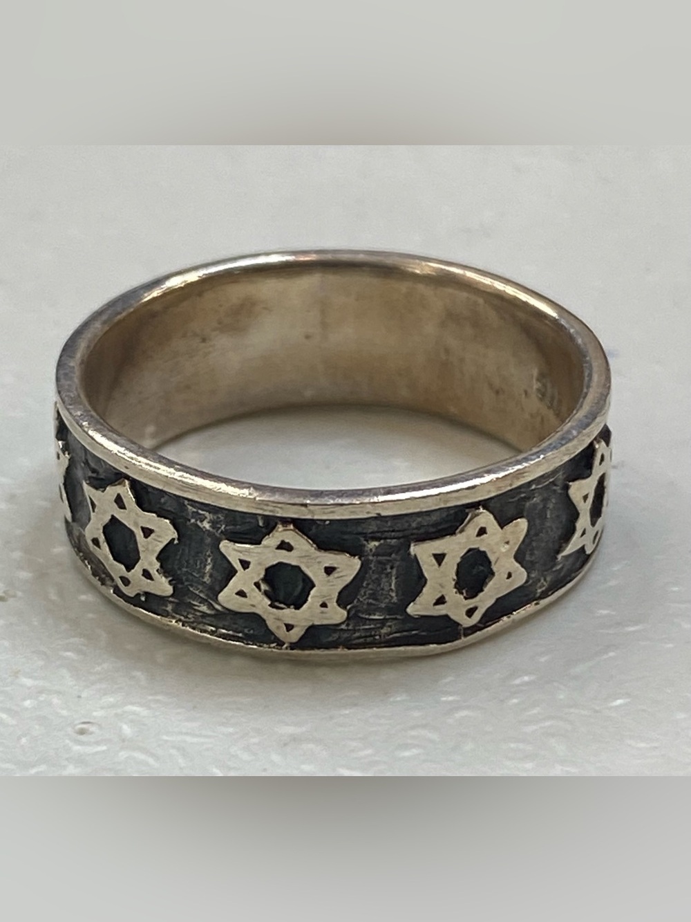 STERLING 925-SILVER -JUDAICA STAR OF DAVID RING- SIZE 12-12 1/4